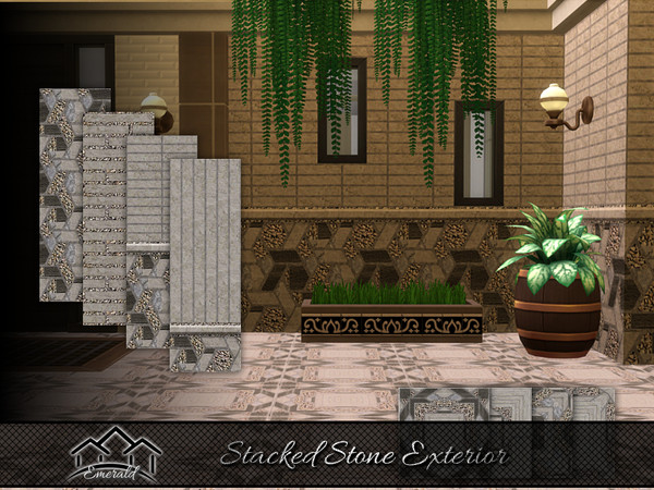 Sims 4 — Stacked Stone Exterior by Emerald — Stacked stone is ideal for walls, fireplaces and traditional stone siding