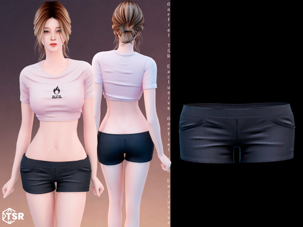 Sims 4 — Low-rise fitted mini shorts by Garfiel — Sleek and minimal low-rise shorts with a snug fit and subtle front seam