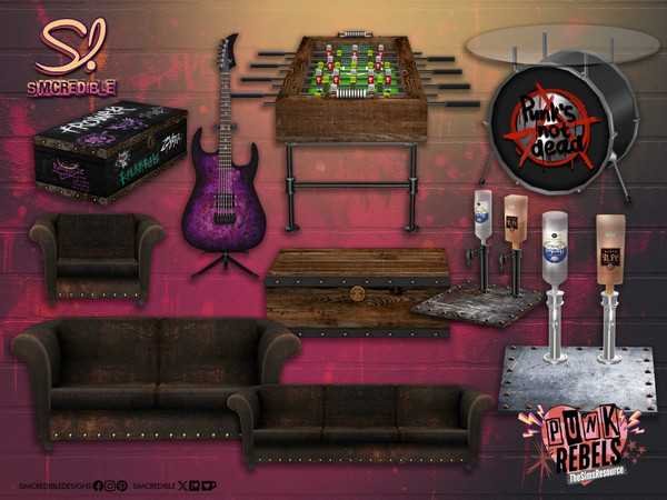 Sims 4 — Punk Pitstop Living Chair by SIMcredible! — If your punk Sims live in the basement, let's help them deck out