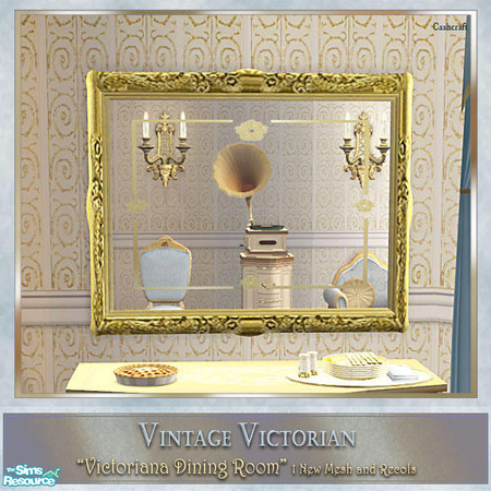 Sims 2 — Victoriana Dining Room - Mirror by Cashcraft — A recolor of my Magnolia Hill Dining Room set. The set features
