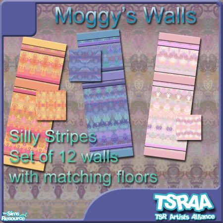 Sims 2 — Silly Stripes by KittenKiss — This silly set is comprised of 12 walls with plenty of colour action and a whole
