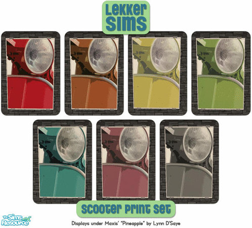 Sims 2 — Lekker Scooter Print Set by Lekker Sims — By Lekker Sims. Prints of a vintage Vespa Scooter in 7 different