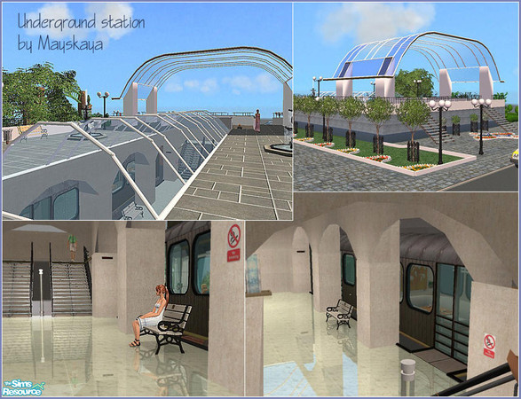 Sims 2 — Undeground station. by mayskaya — That's playable Underground station - there is cafe, park, confectioner's