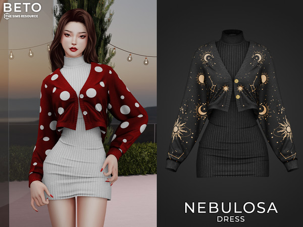 Sims 4 — Nebulosa (Dress) by Beto_ae0 — Short dress with a cardigan, I enjoy