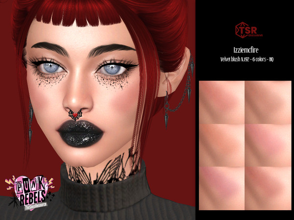 Sims 4 — IMF Velvet Blush N.192 PUNK REBELS by IzzieMcFire — Velvet Blush N.192 contains 6 colors in hq texture.