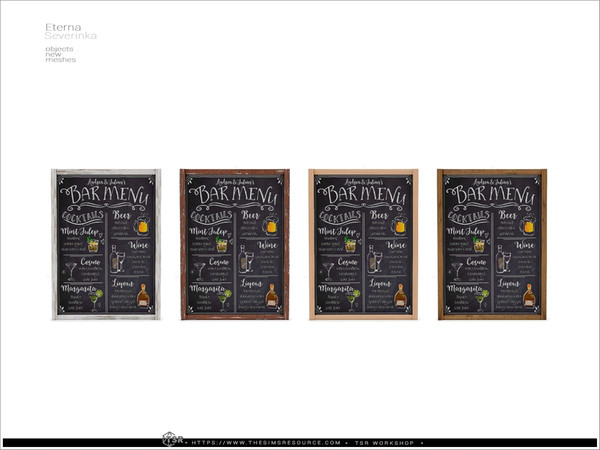 Sims 4 — Eterna - wall menu board by Severinka_ — Set of objects for decorating a beach bar in the style of koastal base