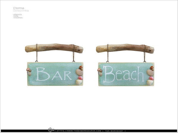 Sims 4 — Eterna - sign board by Severinka_ — Set of objects for decorating a beach bar in the style of coastal