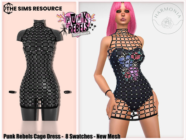 Sims 4 — Punk Rebels Cage Dress by Harmonia — New Mesh