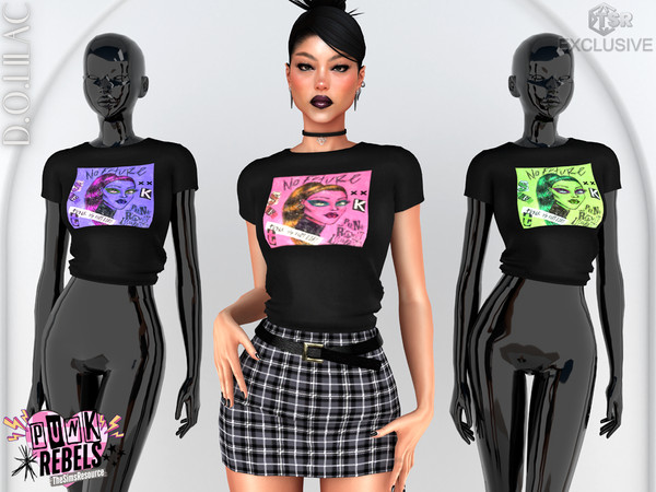 Sims 4 — Punk Rebels Printed Tshirt DO0853 by DOLilac — Custom thumbnail