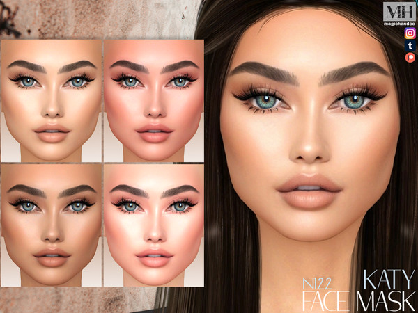 Sims 4 — Katy Face Mask N122 by MagicHand — Flawless soft face in 6 skin color variations - HQ Compatible.