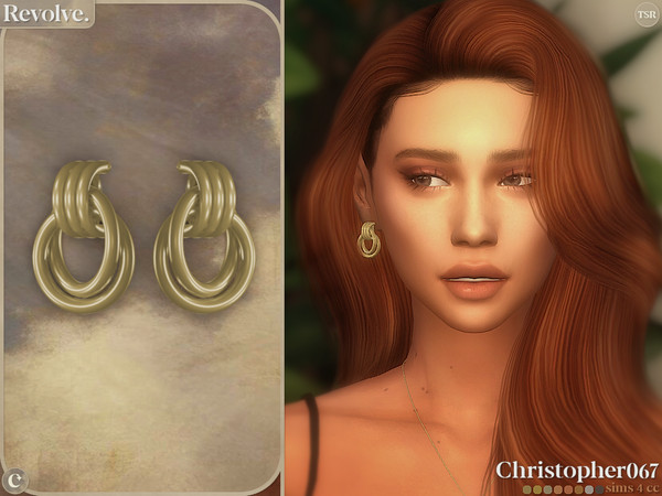 Sims 4 — Revolve Earrings by christopher0672 — This is a sophisticated pair of chunky interlocking hoop dangle earrings.