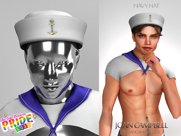 Sims 4 — NAVY HAT by Joan_Campbell_Beauty_ — 4 swatches Custom thumbnail Original mesh