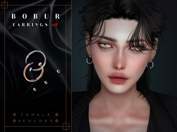 Sims 4 — (Patreon) Stud Earrings by Bobur2 — Stud earrings with piercing in the left ear for female