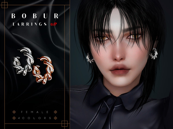 Sims 4 — (Patreon) Massive twisted Earrings by Bobur2 — Massive twisted Earrings for female