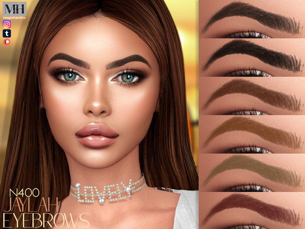 Sims 4 — Jaylah Eyebrows N400 by MagicHand — S-shaped brows in 13 colors - HQ Compatible.