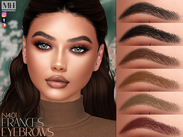 Sims 4 — Frances Eyebrows N401 by MagicHand — Soft-arch brows in 13 colors - HQ Compatible.