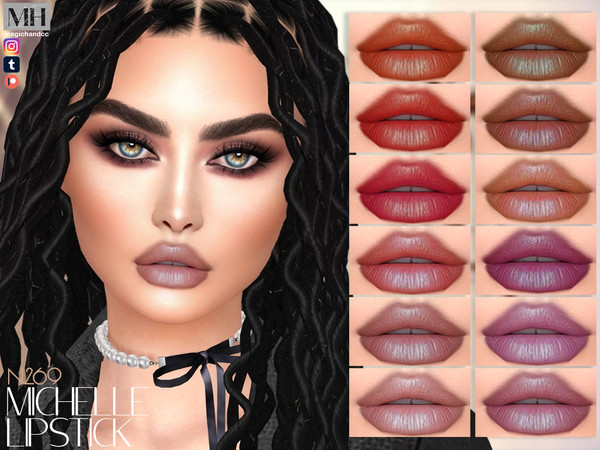 Sims 4 — Michelle Lipstick N269 by MagicHand — Molten Metal Lips in 16 colors - HQ Compatible.