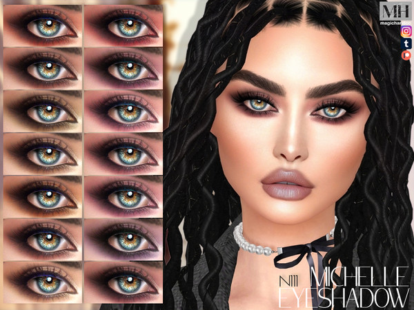 Sims 4 — Michelle Eyeshadow N111 by MagicHand — Heavy eye makeup in 16 colors - HQ Compatible.