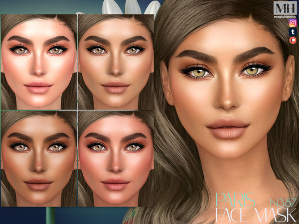 Sims 4 — [Patreon] Paris Face Mask N119 by MagicHand — Cute face in 6 skin color variations - HQ Compatible.