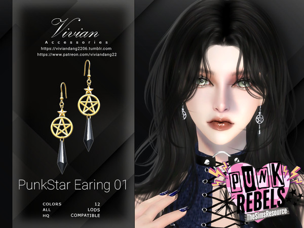 Sims 4 — Punk Star Earing 01 by VivianDang — - All new meshes