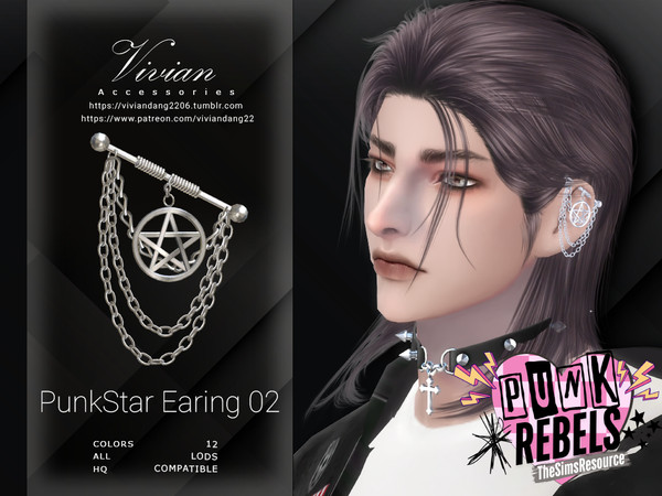 Sims 4 — Punk Star Earing 02 by VivianDang — - All new meshes