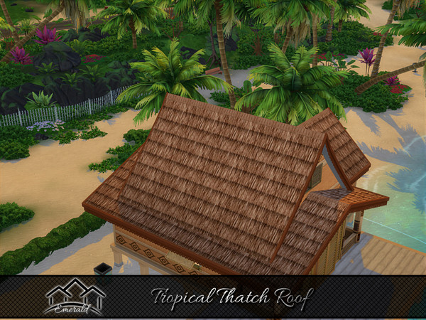 Sims 4 — Tropical Thatch Roof 1 by Emerald — Creating a relaxing and refreshing tropical feel for your home and resort