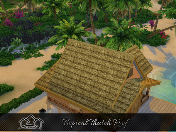 Sims 4 — Tropical Thatch Roof 2 by Emerald — Creating a relaxing and refreshing tropical feel for your home and resort