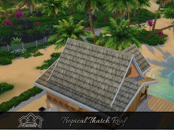 Sims 4 — Tropical Thatch Roof 3 by Emerald — Creating a relaxing and refreshing tropical feel for your home and resort