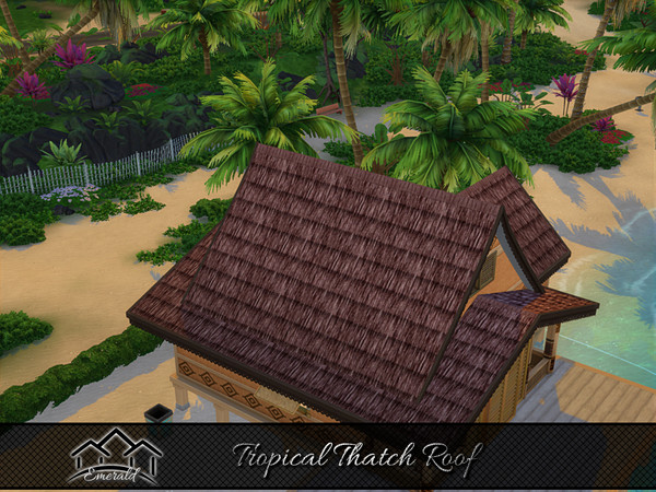 Sims 4 — Tropical Thatch Roof 5 by Emerald — Creating a relaxing and refreshing tropical feel for your home and resort