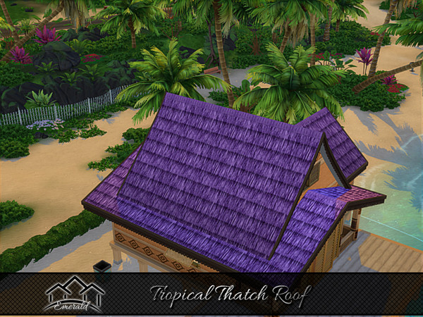 Sims 4 — Tropical Thatch Roof 7 by Emerald — Creating a relaxing and refreshing tropical feel for your home and resort
