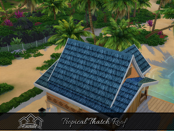 Sims 4 — Tropical Thatch Roof 8 by Emerald — Creating a relaxing and refreshing tropical feel for your home and resort