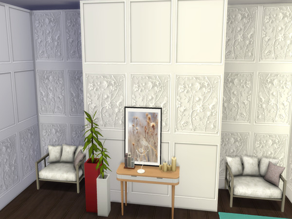 Sims 4 — Floral Carvings Panels LLS by lavilikesims — 6 panels in 2 different colours grey and pink