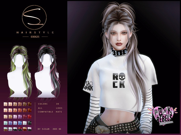 Sims 4 — (PUNK REBELS)S-Club_030625_ Ponytail hairstyle by S-Club — PUNK REBELS hairstyle hope you like, thank you.