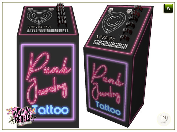 Sims 4 — Rulka Punk Rebels display stand by jomsims — turns your interior into a true punk style beauty salon.