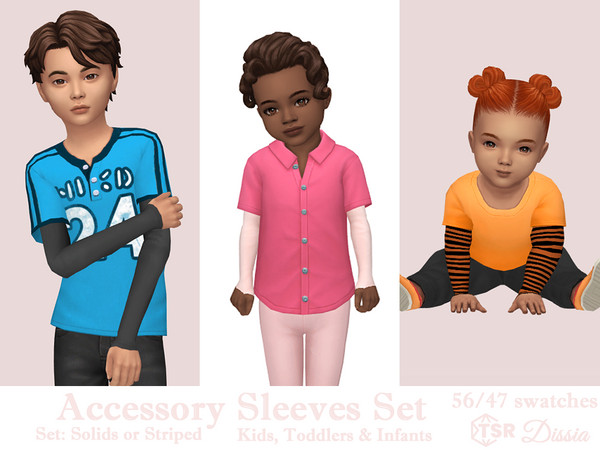 Sims 4 — Accessory Sleeves Set by Dissia — Set of accessory solids or striped sleeves for your kids, toddlers and