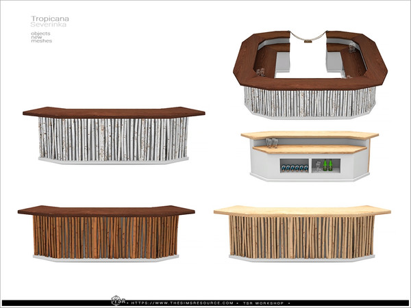 Sims 4 — Tropicana - bar by Severinka_ — A set of furniture and decor for decorating a bar in a beach style.