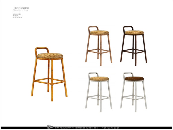 Sims 4 — Tropicana - barstool by Severinka_ — A set of furniture and decor for decorating a bar in a beach style.