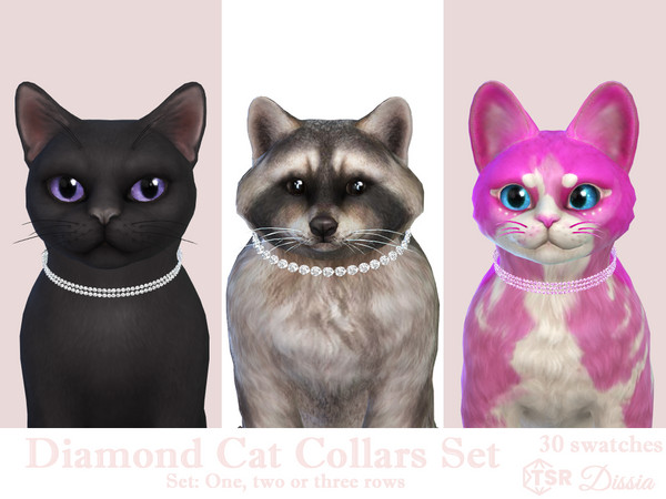 Sims 4 — Diamonds Cat Collar (2 rows) by Dissia — Three diamond cat collars: one, two or three rows