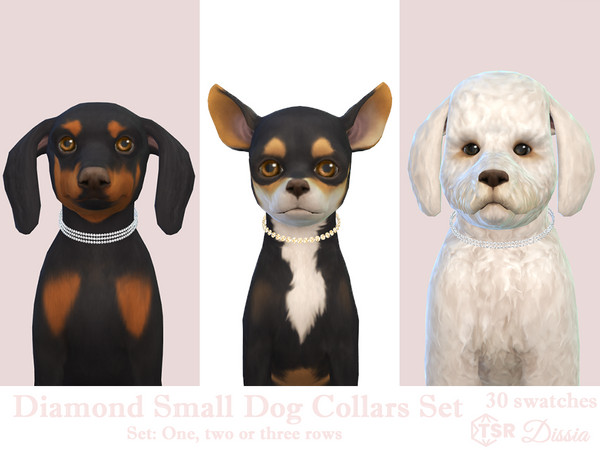 Sims 4 — Diamonds Small Dog Collar (3 rows) by Dissia — Three diamond small dog collars: one, two or three rows
