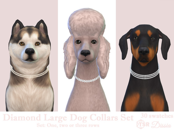 Sims 4 — Diamonds Large Dog Collar (3 rows) by Dissia — Three diamond large dog collars: one, two or three rows