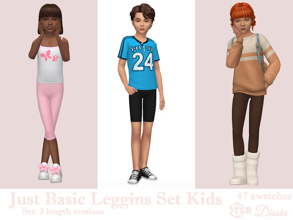 Sims 4 — Just Basic Leggins Set Kids by Dissia — Basic leggins in three lengths - long, below the knee and above the knee