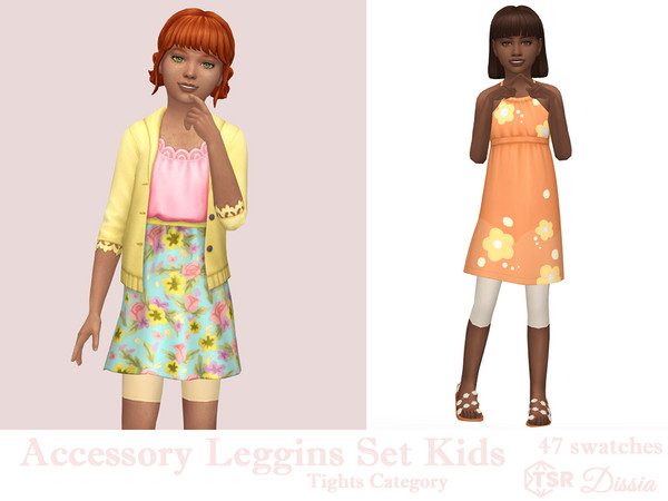 Sims 4 — Accessory Leggins Set Kids by Dissia — Accessory leggins in two lengths - above and below the knee