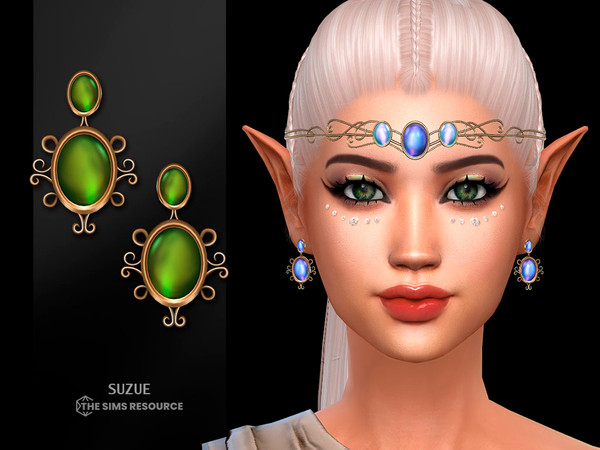 Sims 4 — Fantasy Earrings by Suzue — New Mesh (Suzue)