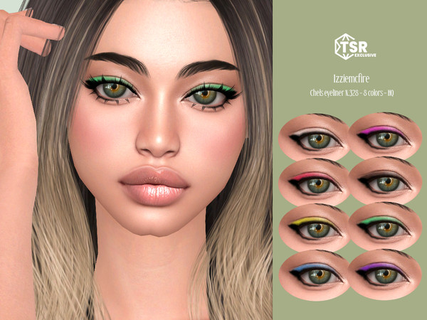 Sims 4 — IMF Chels Eyeliner N.328 by IzzieMcFire — Chels Eyeliner N.328 contains 8 colors in hq texture.