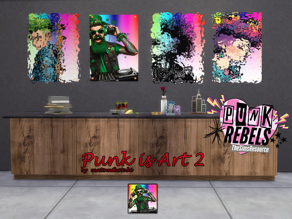 Sims 4 — Punk is Art2 by matomibotaki — 4 different punk poster motifs in this SET to spice up your room, created for