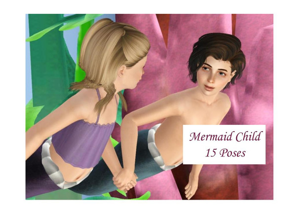 Sims 3 — Mermaid Child Poses by jessesue2 — Poses for a mermaid child. I have designed the swimming poses off the floor,