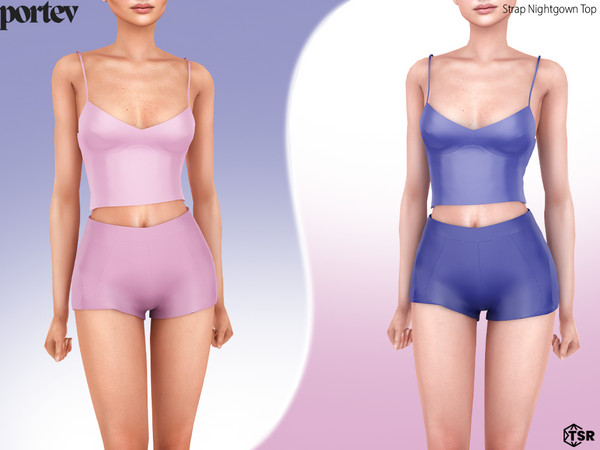 Sims 4 — Strap Nightgown Top by portev — new Mesh 7 colors
