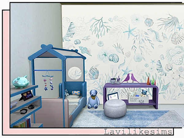 Sims 4 — By the Sea 2 - Sealife Mural by lavilikesims — A coastal mural in 4 colours