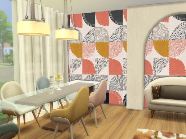 Sims 4 — Half Oval Tiles by lavilikesims — 2 walls ft ovals 4 of each colour