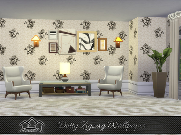 Sims 4 — Dotty Zigzag Wallpaper 1 by Emerald — Create a stress free environment you will enjoy everyday with dotty zigzag
